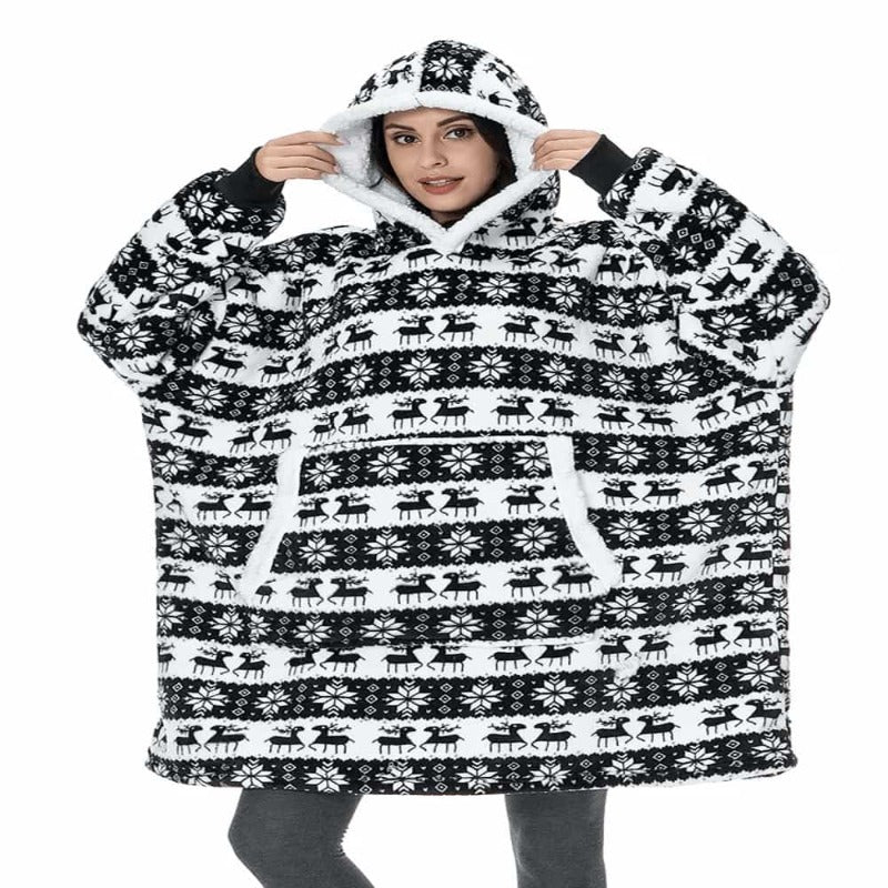 Eskimo Decken-Hoodie mit Kapuze, schwarzer Hirsch / Minikauf.ch