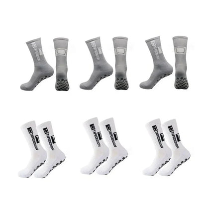 6 Paar rutschfeste Fussballsocken, Grau & Weiss / Minikauf.ch