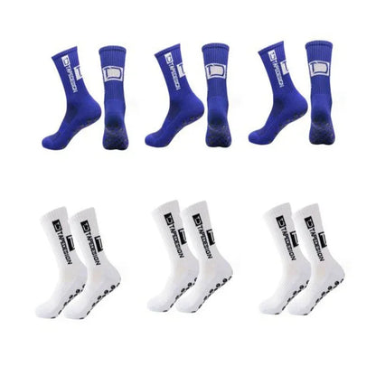 6 Paar rutschfeste Fussballsocken, Blau & Weiss / Minikauf.ch