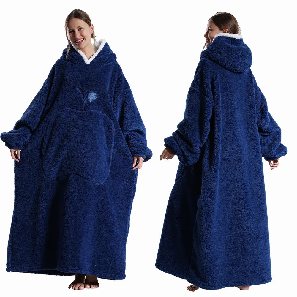 Flauschiger Plüsch Kapuzenpullover, Blau / Minikauf.ch