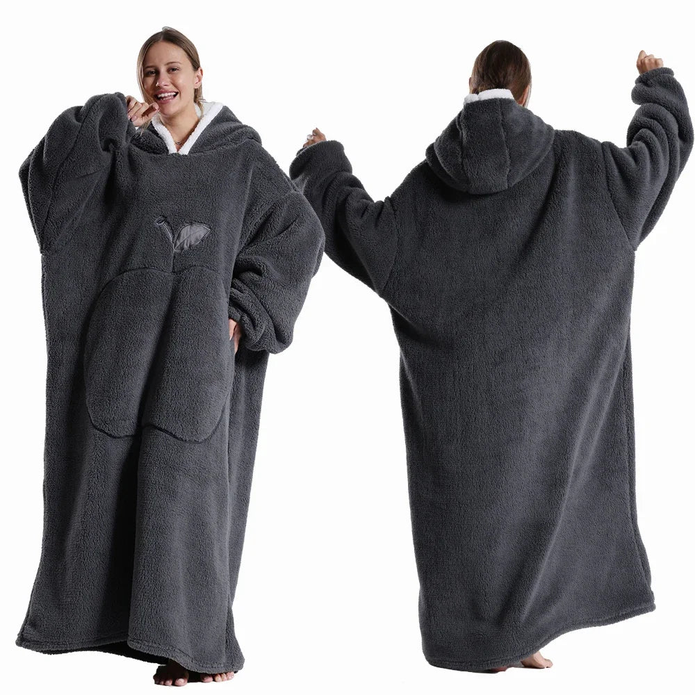 Flauschiger Plüsch Kapuzenpullover, Schwarz / Minikauf.ch