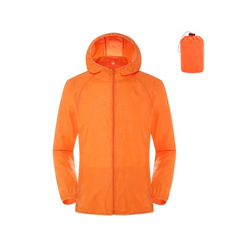 Regen & Windjacke wasserdicht mit Tasche, orange / Minikauf.ch