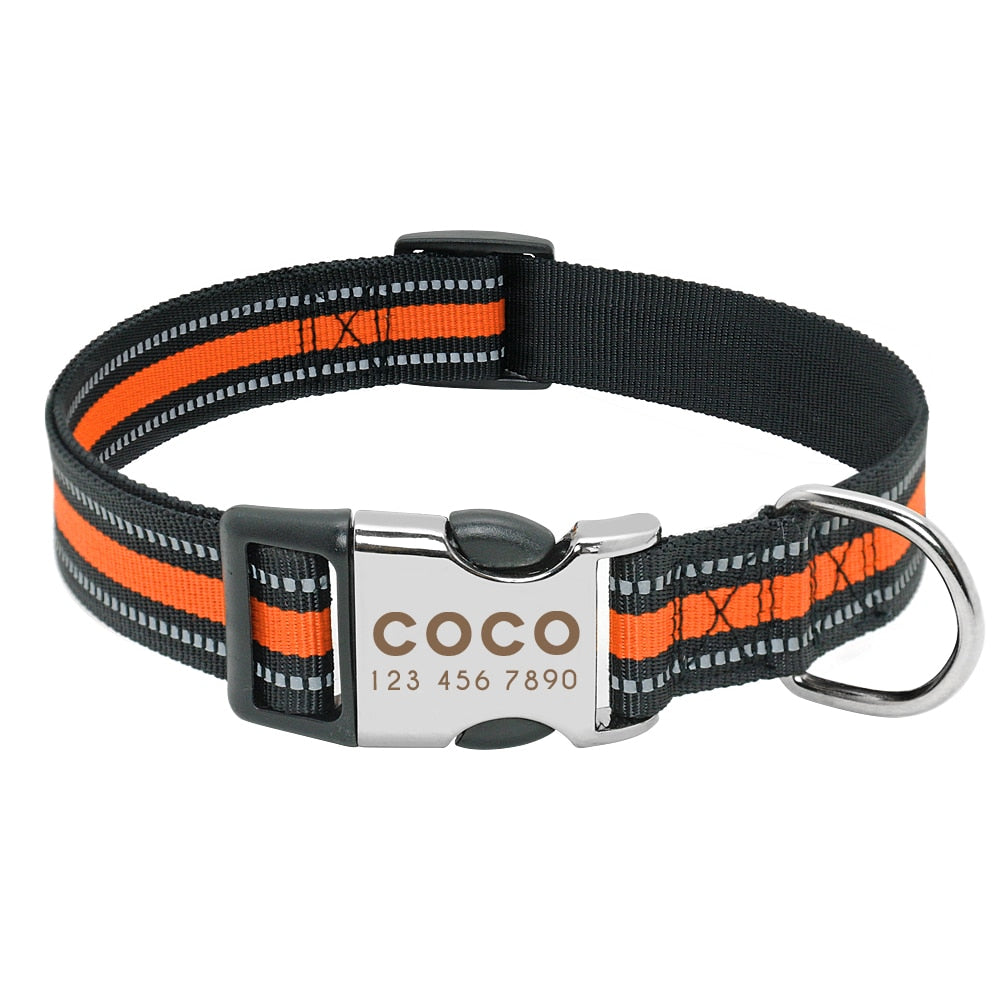 Personalisiertes Nylon Hundehalsband, orange / Minikauf.ch