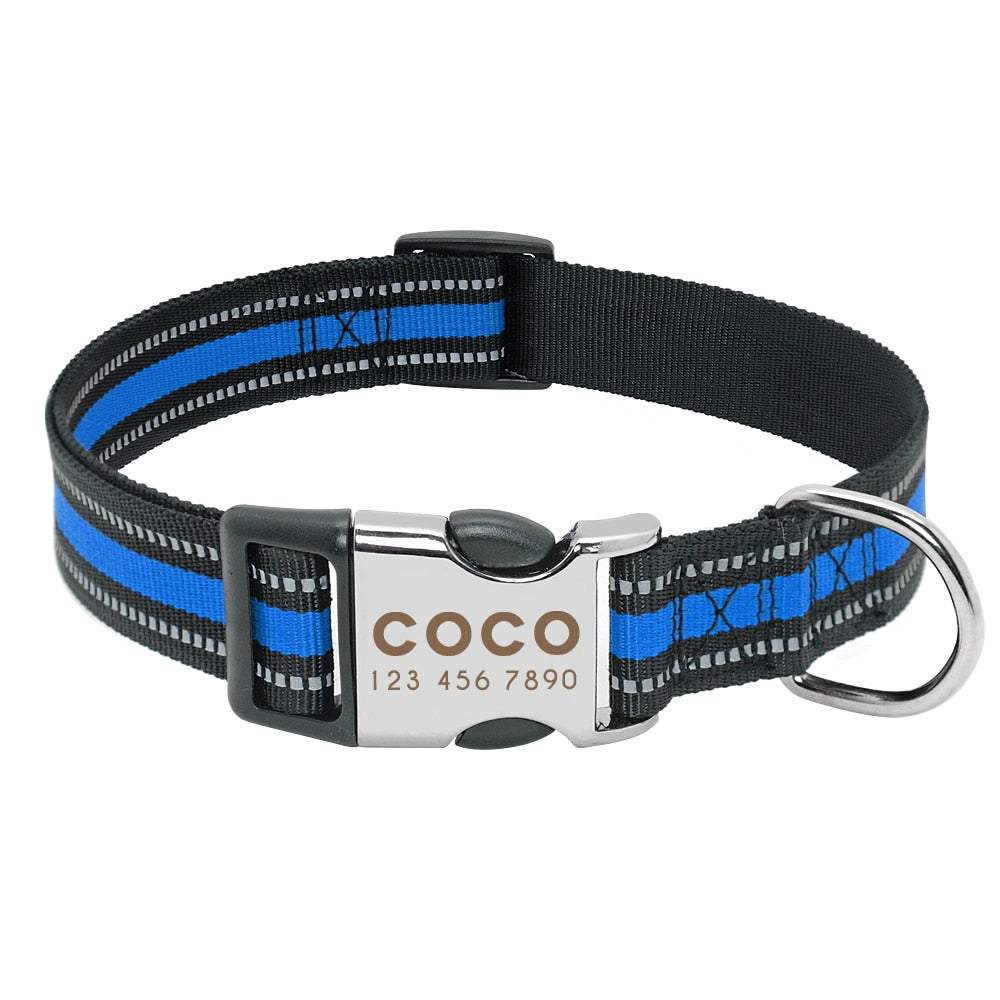 Personalisiertes Nylon Hundehalsband, blau / Minikauf.ch