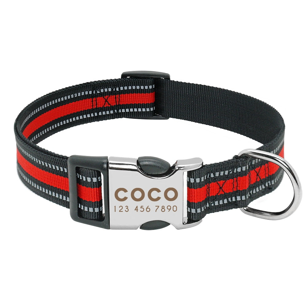 Personalisiertes Nylon Hundehalsband, rot / Minikauf.ch