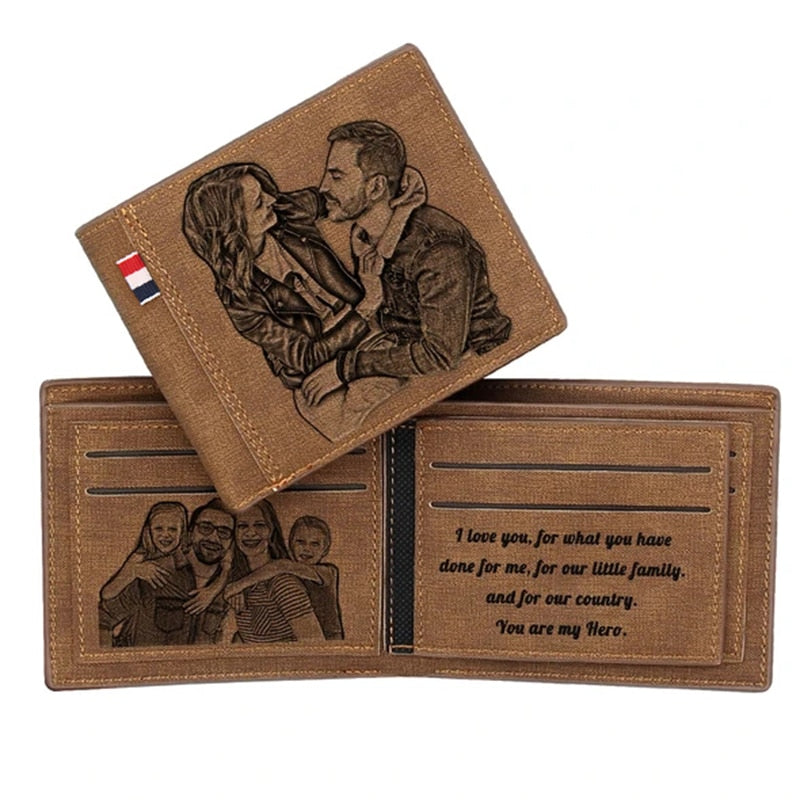 Personalisierte Leder Portemonnaie mit Bild & Text / Minikauf.ch