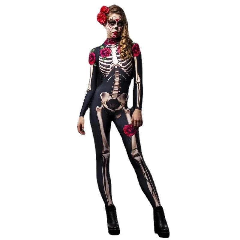 Gruseliges Rosen Skeleton Halloween Kostüm