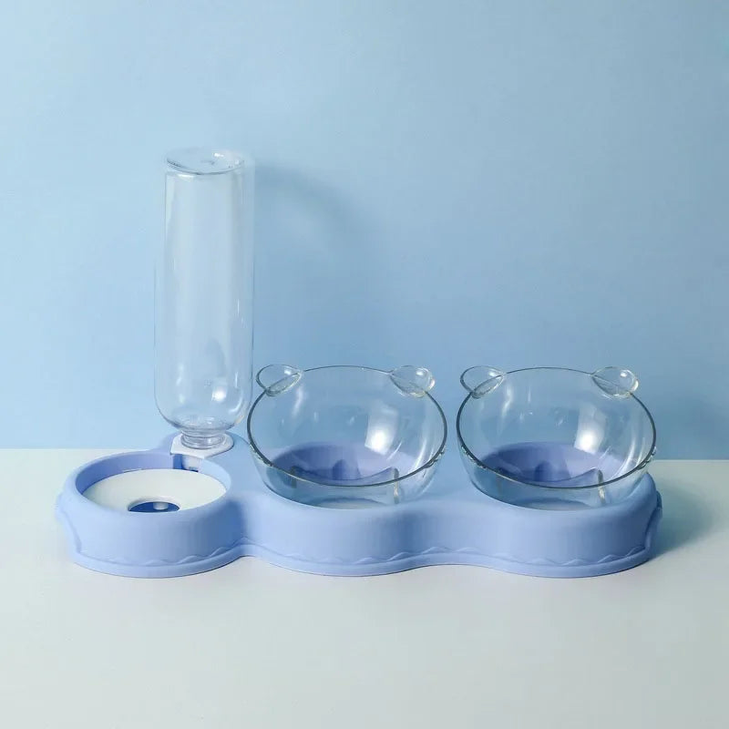 Katzen Wasserschale und Fressnapf, blau / Minikauf.ch