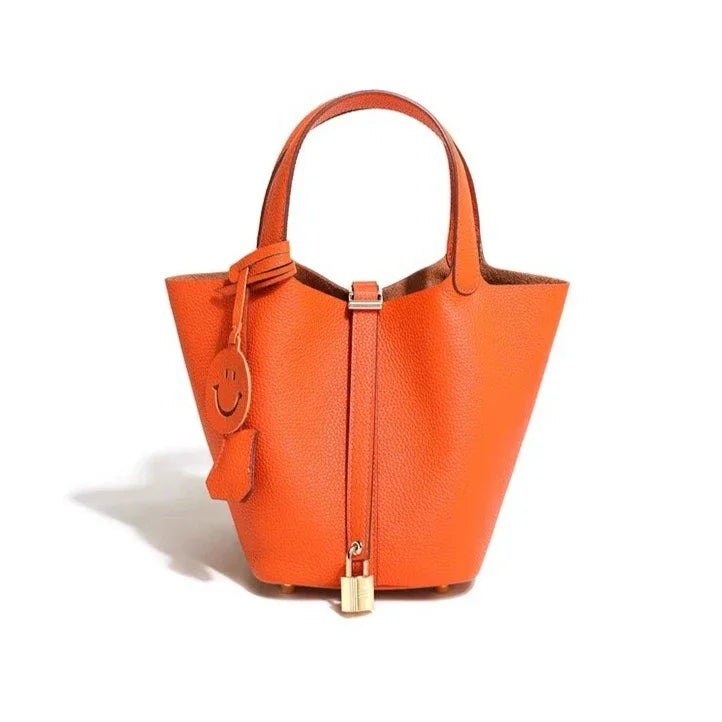 Leder Damen Handtasche, orange / Minikauf.ch