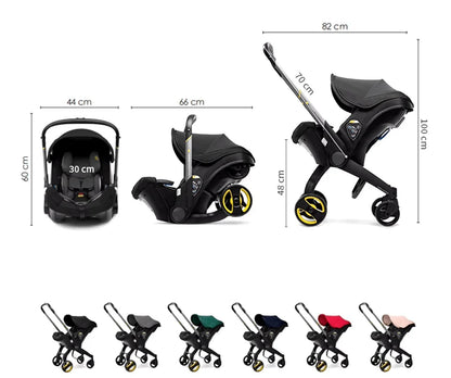 Leichter Kinderwagen mit Babyschale, schwarz / Minikauf.ch