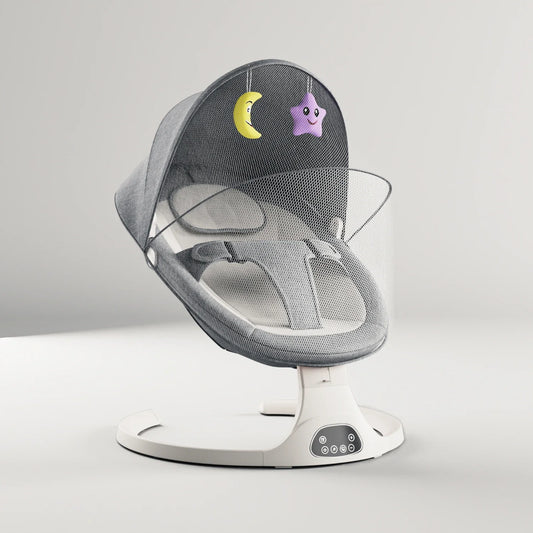 Luxus Babybett & Schaukelstuhl für Neugeborene, Grau / Minikauf.ch