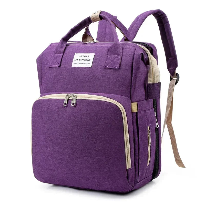 Mama-Rucksack mit Wickelstation, Lila / Minikauf.ch