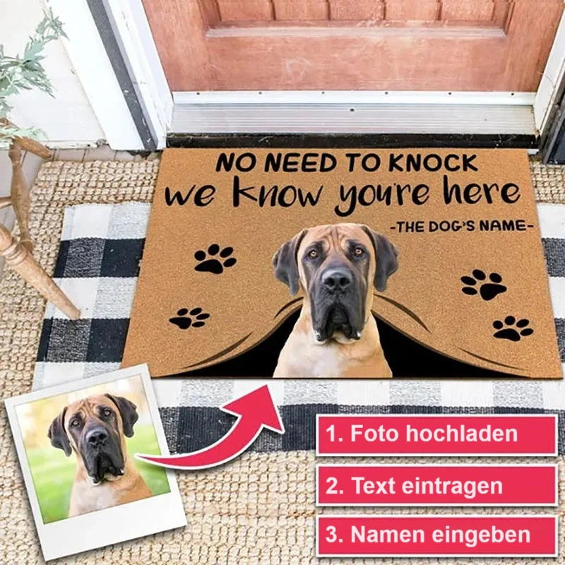 Personalisierte Haustier Fussmatte mit Text, Foto & Name