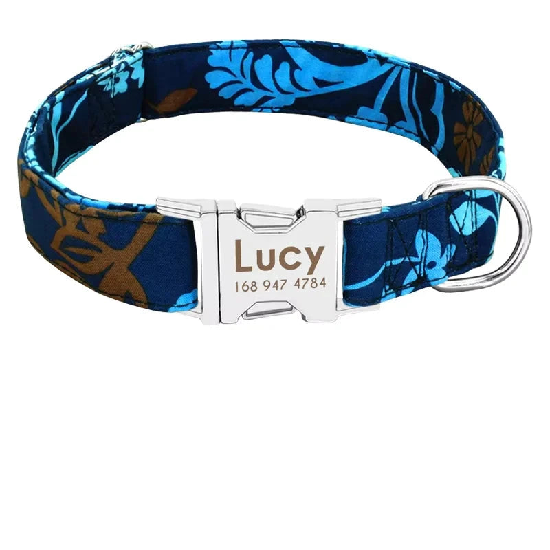 Personalisiertes Nylon Hundehalsband, Blau / Minikauf.ch