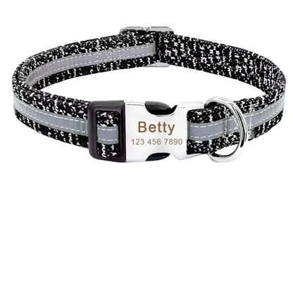 Personalisiertes Nylon Hundehalsband, grau / Minikauf.ch