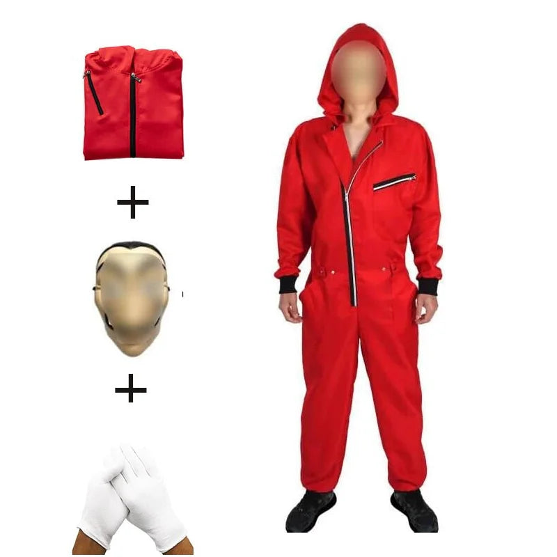 Roter Bankräuber-Overall mit Maske / Minikauf.ch