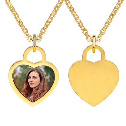 Personalisierte Foto Halskette mit Bild Anhänger, Gold Herz / Minikauf.ch