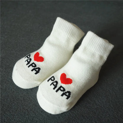 2 Paar Baby-Socken „I ❤️ Mama & Papa" / Minikauf.ch