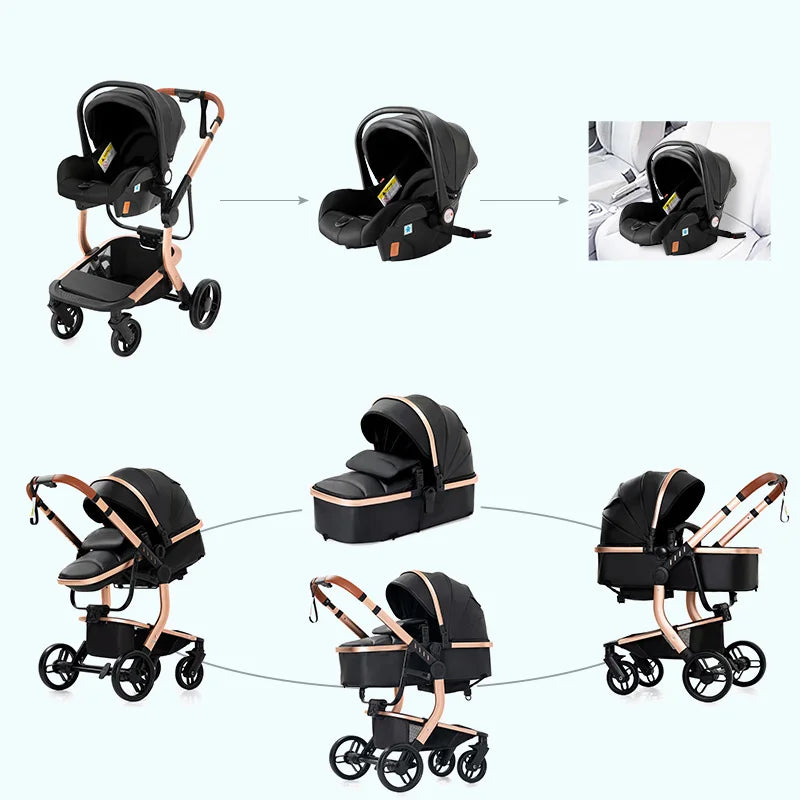 Tragbarer Leder Kinderwagen / Minikauf.ch