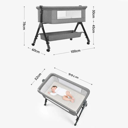 Elektrische Babywiege – faltbares Schaukelbett mit Seitenöffnung, Grössenangaben / Minikauf.ch