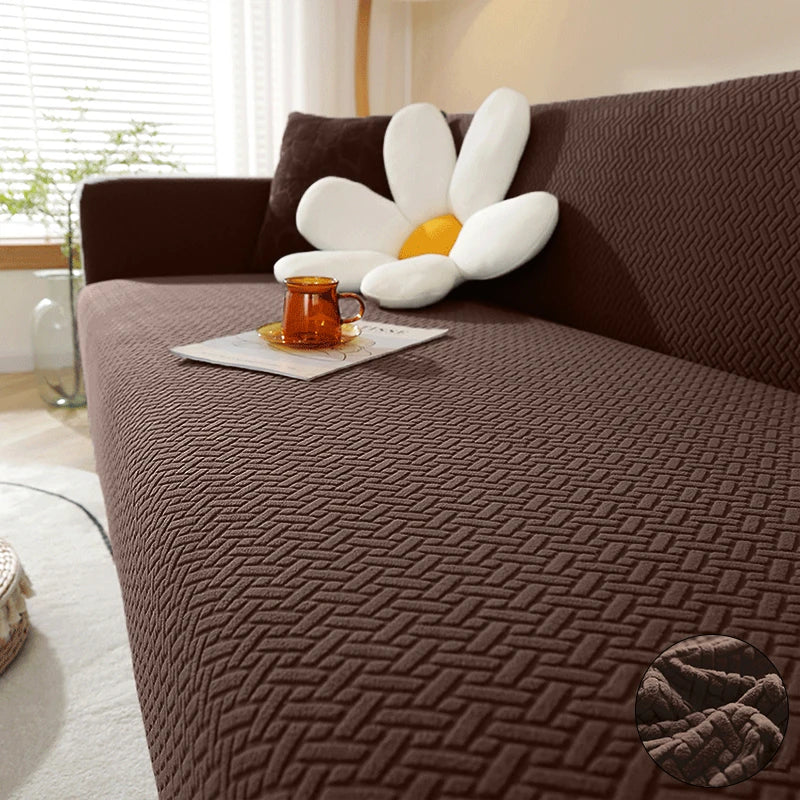 Stretch Jacquard Sofabezug - 1-5 Sitzer & Ecksofa, Kaffee / Minikauf.ch