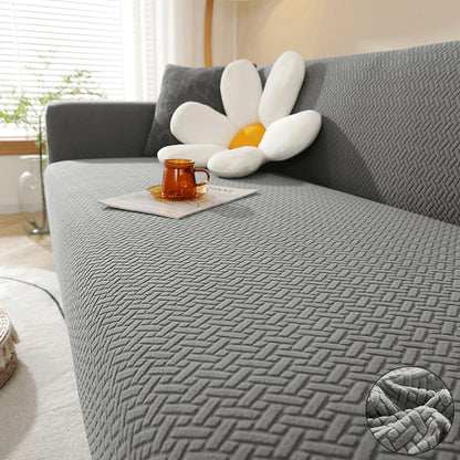 Stretch Jacquard Sofabezug - 1-5 Sitzer & Ecksofa, Grau / Minikauf.ch