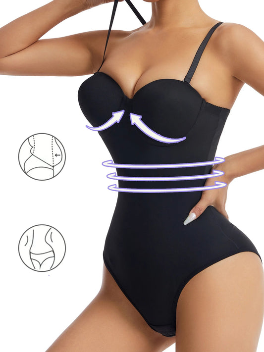 Figurformender Body mit Bauchkontrolle & Push-Up-Effekt, Schwarz / Minikauf.ch