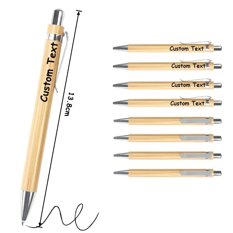 Personalisierte Bambus Kugelschreiber Set graviert / Minikauf.ch