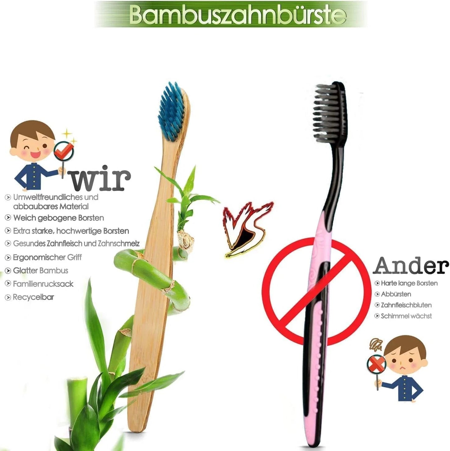 100x Bambus Zahnbürsten personalisiert – nachhaltig & vegan / Minikauf.ch