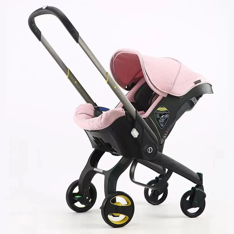 Leichter Kinderwagen mit Babyschale, Khaki / Minikauf.ch