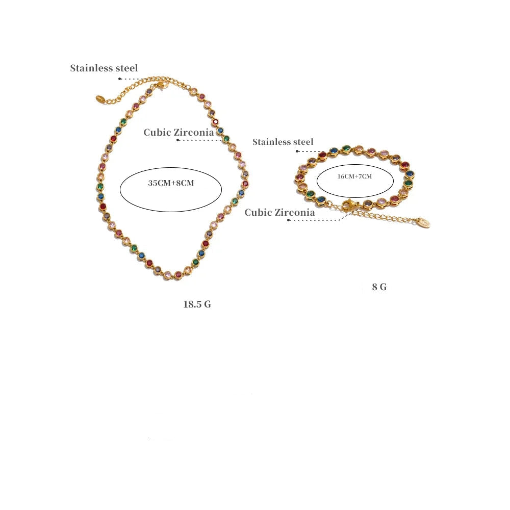 Zirkonia Schmuckset aus Edelstahl – Kette & Armband / Minikauf.ch