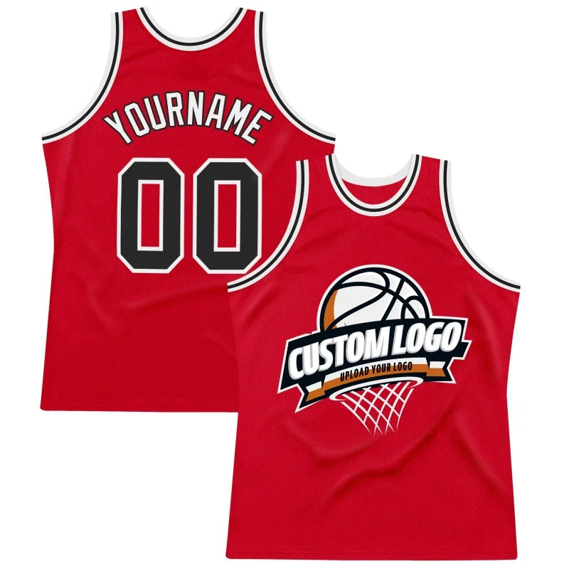Personalisiertes Basketball Tanktop mit Name, Nummer & Logo, Rot / Minikauf.ch
