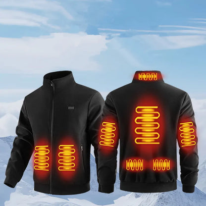 Beheizbare 8 Zonen Polar-Fleece Winterjacke, schwarz / Minikauf.ch