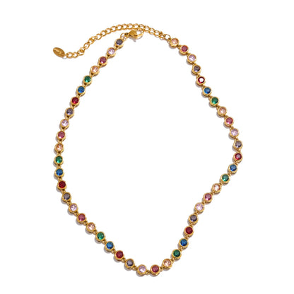 Zirkonia Schmuckset aus Edelstahl – Kette & Armband, Bunte Halskette / Minikauf.ch