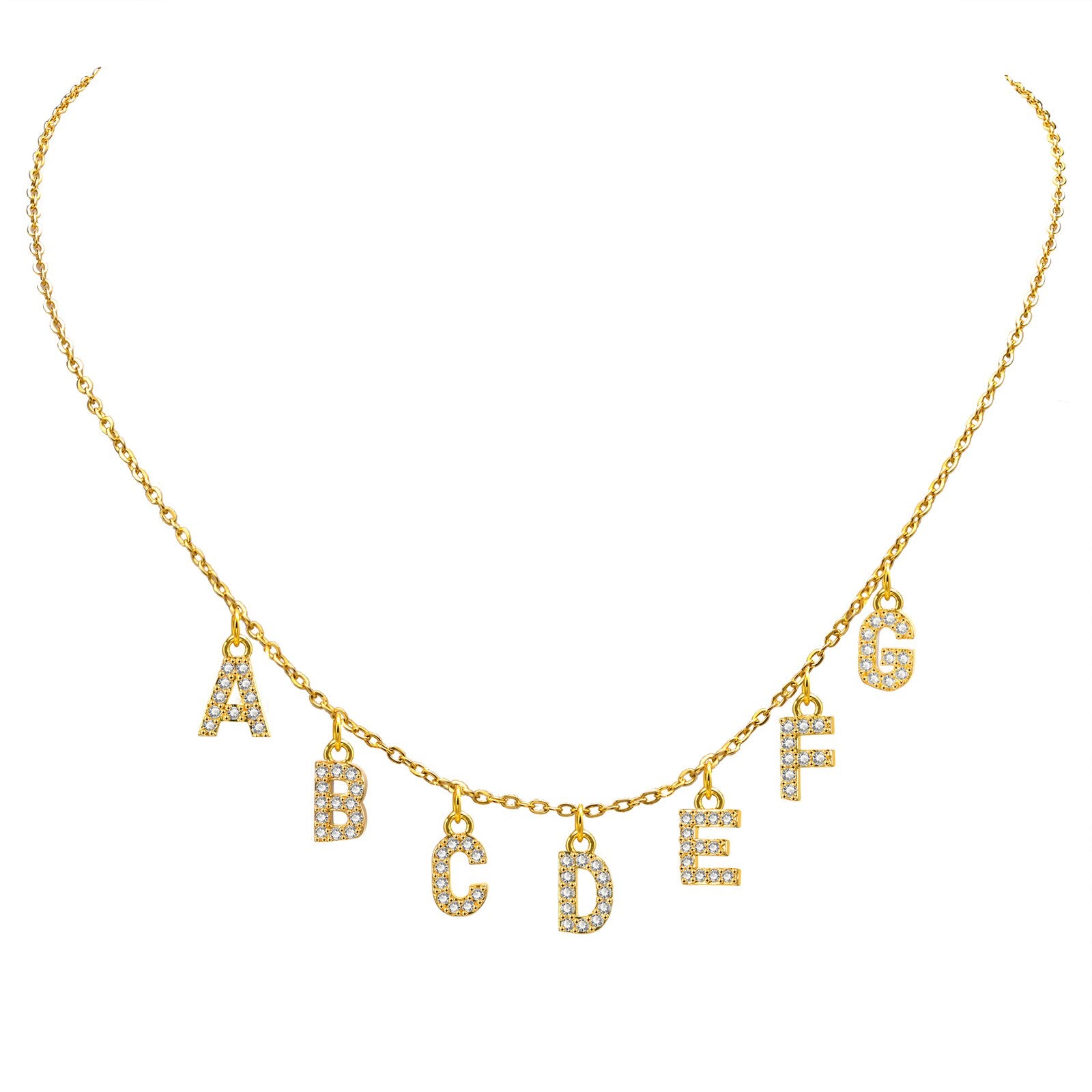 Personalisierte Buchstaben Halskette mit Namen, Gold / Minikauf.ch