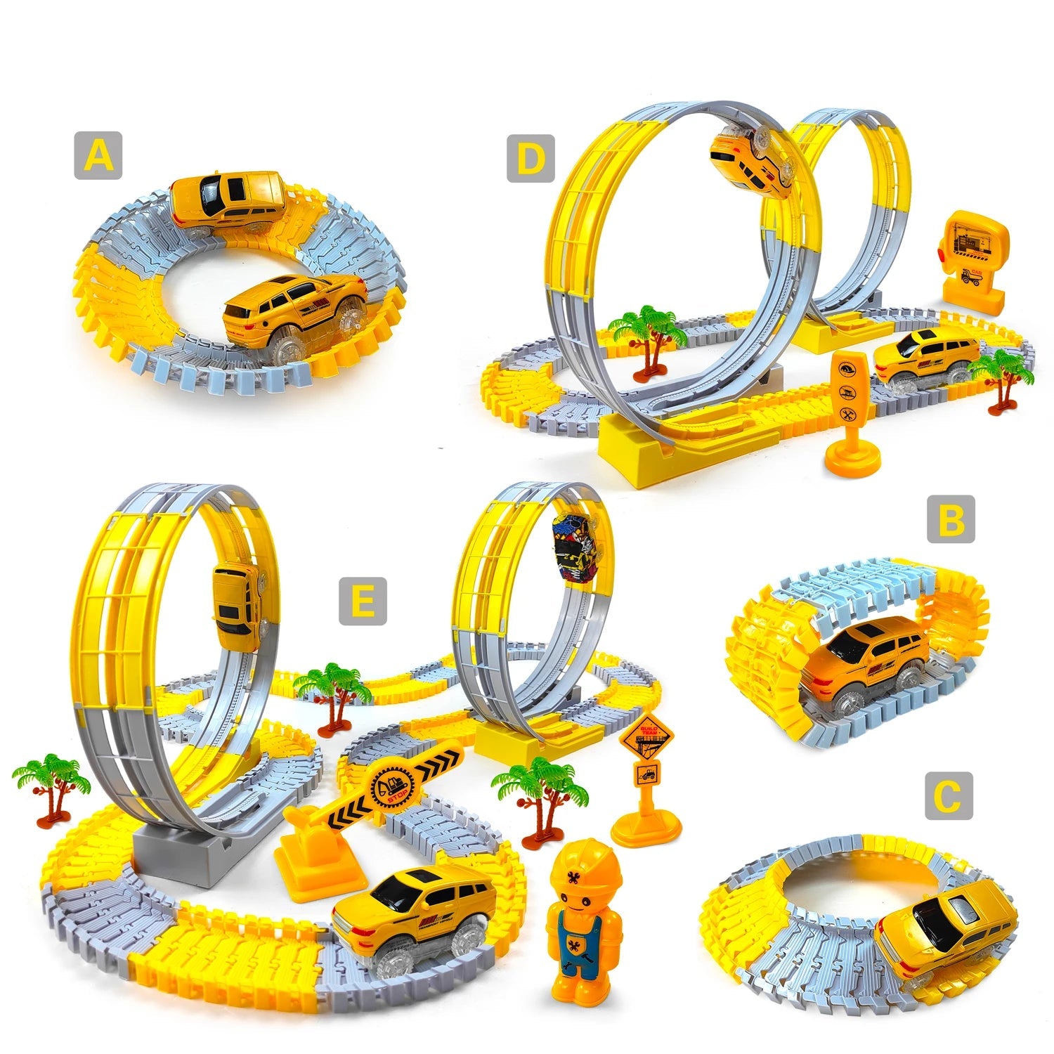 Elektrische flexible Montessori-Rennbahn mit Looping / Minikauf.ch