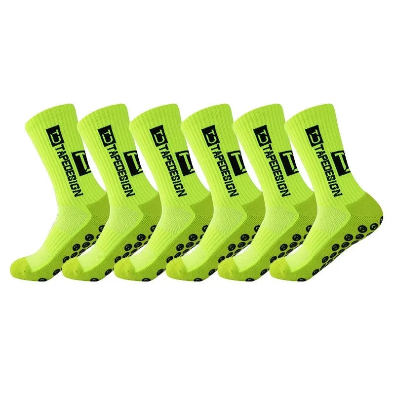 6 Paar rutschfeste Fussballsocken, fluoriszierend Grün / Minikauf.ch