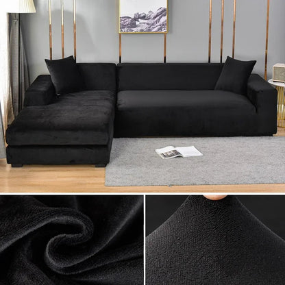 Plush Stretch Sofa Cover, solid Color