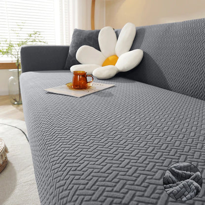 Stretch Jacquard Sofabezug - 1-5 Sitzer & Ecksofa, Dunkelgrau / Minikauf.ch