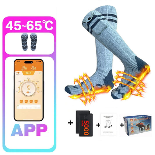 Beheizte Heizsocken mit 5000-mAh Akku & APP-Steuerung, Grau / Minikauf.ch