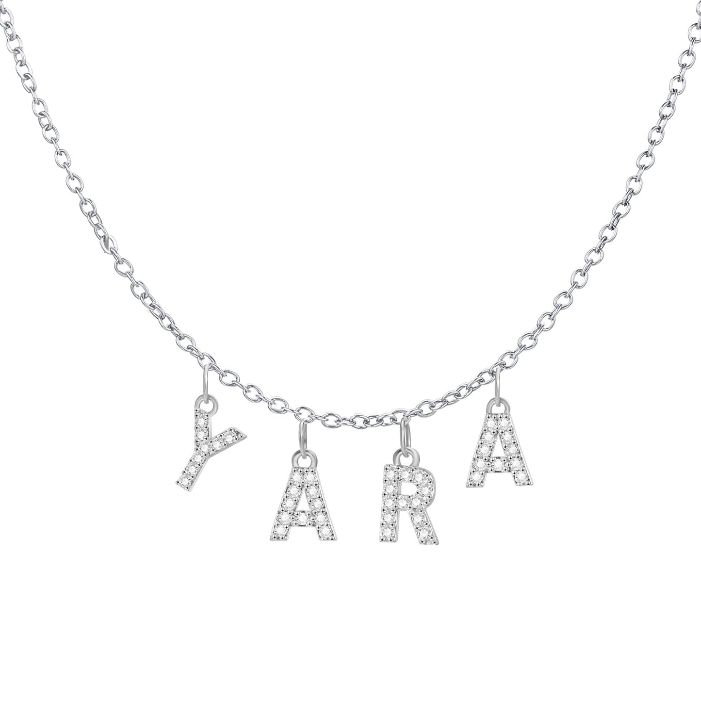 Personalisierte Buchstaben Halskette mit Namen, Silber / Minikauf.ch