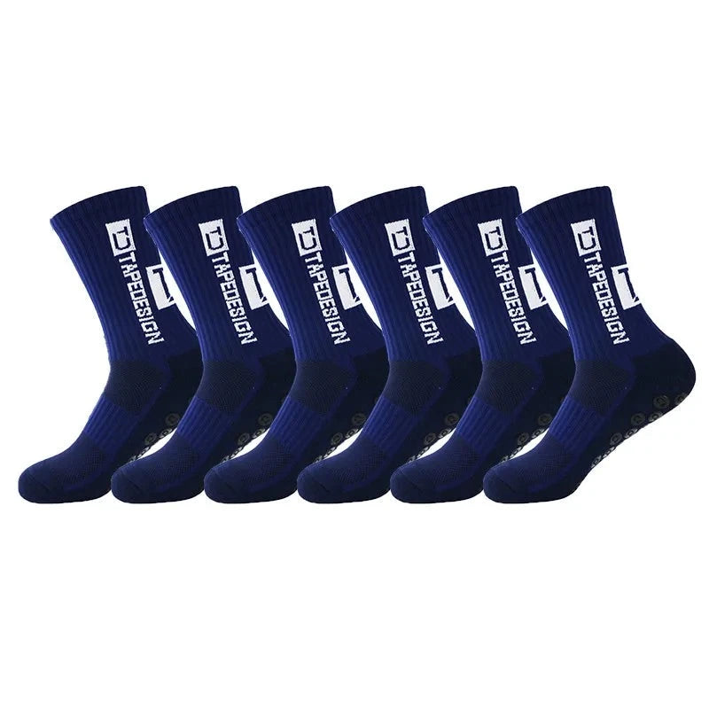 6 Paar rutschfeste Fussballsocken, Blau / Minikauf.ch