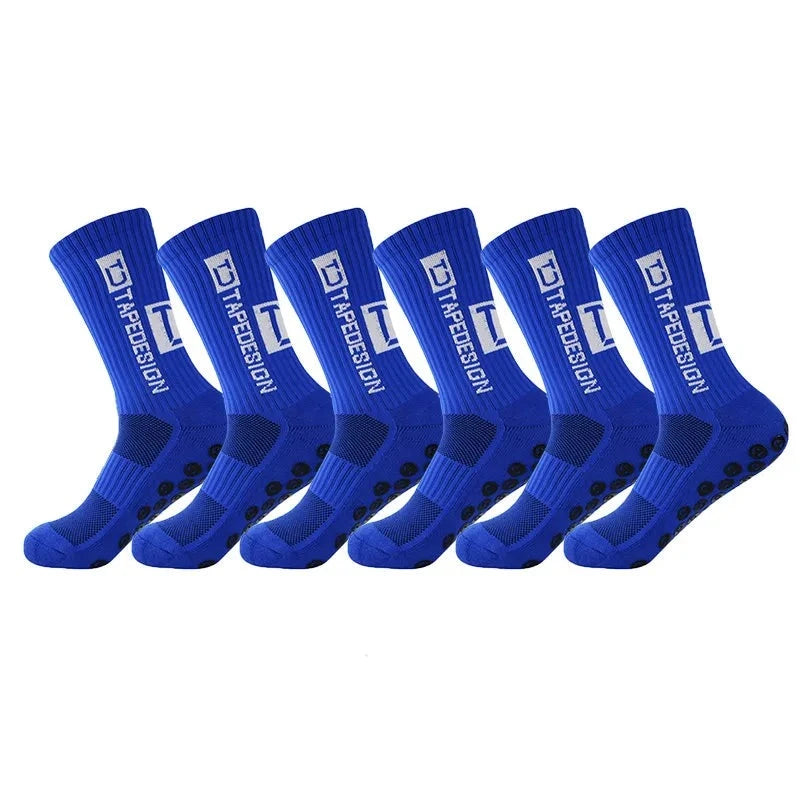 6 Paar rutschfeste Fussballsocken, Blau / Minikauf.ch