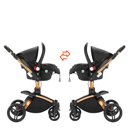 Kinderwagen mit 360° Drehung & Babyschale – Luxus Buggy für Neugeborene / Minikauf.ch