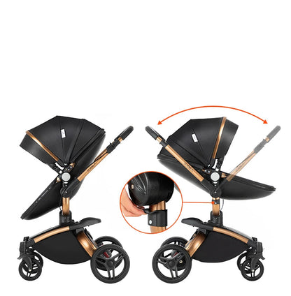 Kinderwagen mit 360° Drehung & Babyschale – Luxus Buggy für Neugeborene / Minikauf.ch