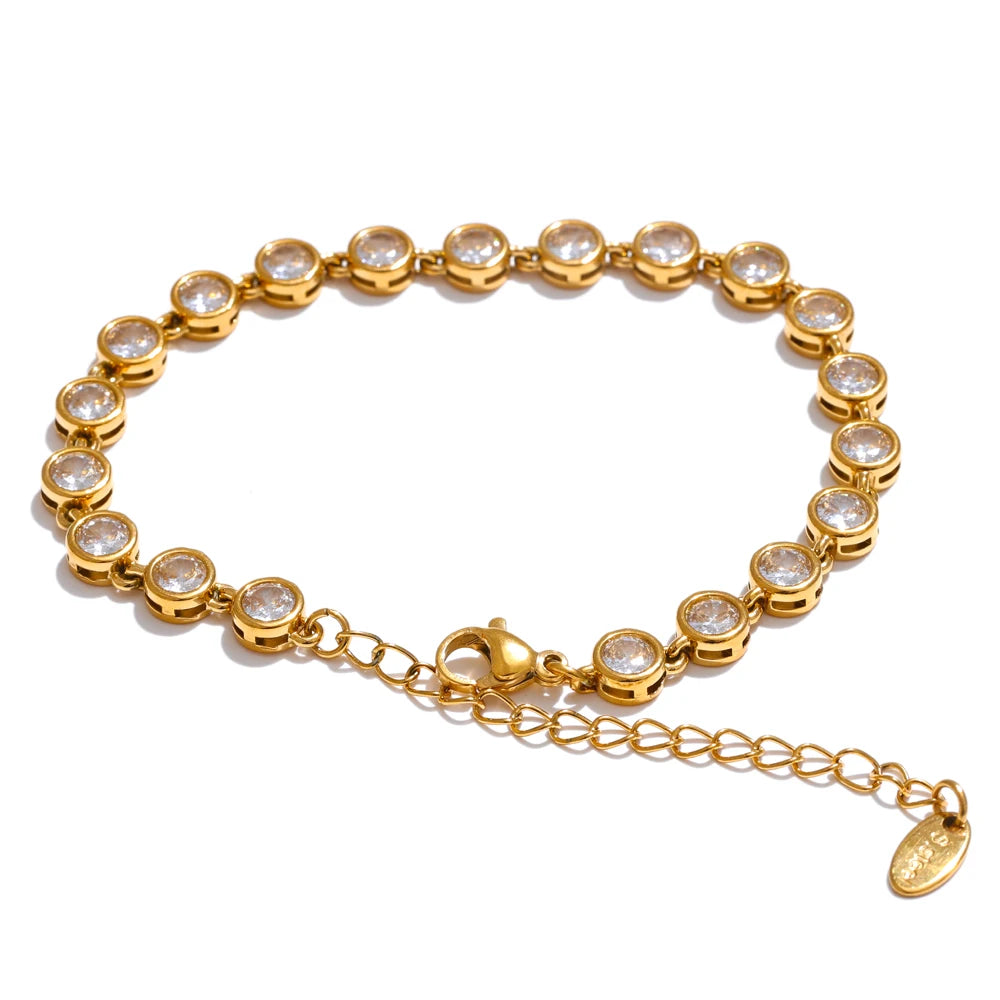 Zirkonia Schmuckset aus Edelstahl – Kette & Armband, Weisses Armband / Minikauf.ch