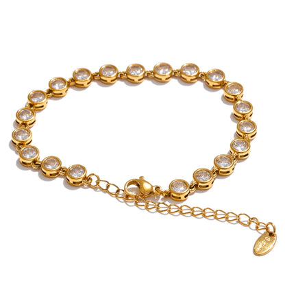 Zirkonia Schmuckset aus Edelstahl – Kette & Armband, Weisses Armband / Minikauf.ch