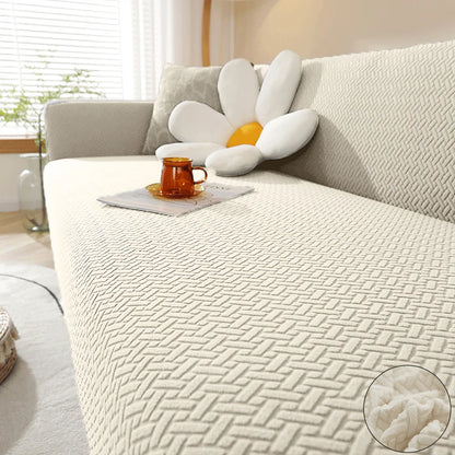 Stretch Jacquard Sofabezug - 1-5 Sitzer & Ecksofa, Creme/ Minikauf.ch