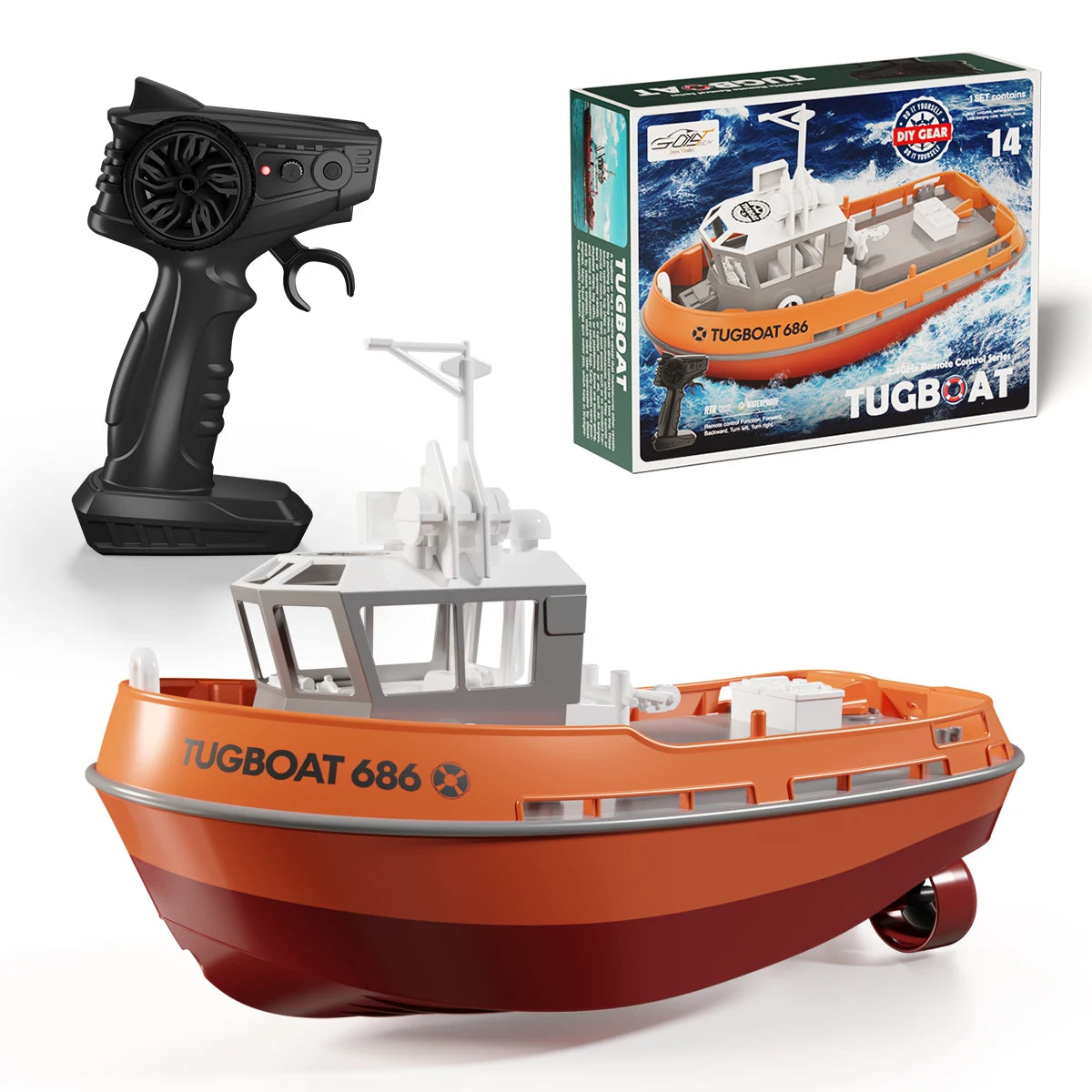 RC Schlepper 686 – Dual-Motor & 2,4-GHz-Fernbedienung, Orange / Minikauf.ch