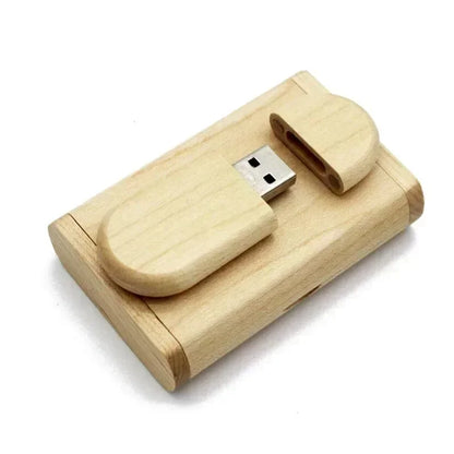 Personalisierter Holz USB Stick & Box mit Logo, Ahornholz / Minikauf.ch